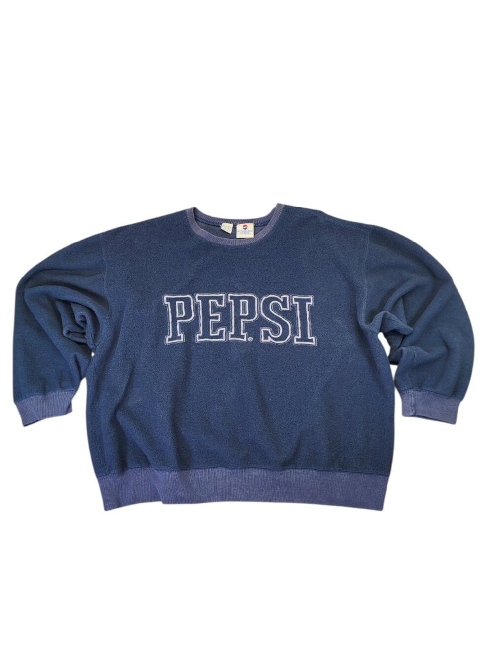 Pepsi 90's Pullover Fleece Crewneck Sweatshirt Embroidered Logo Size XL Blue